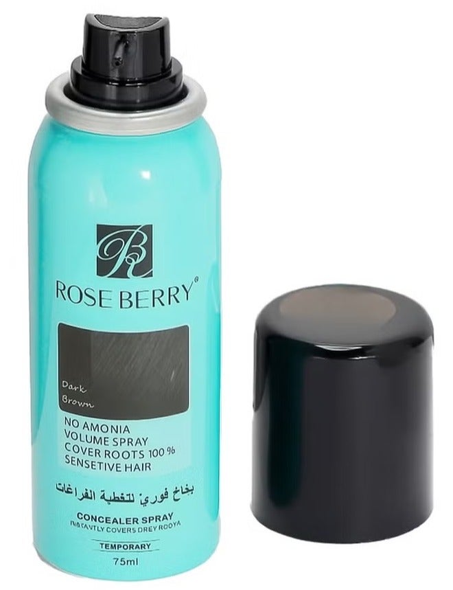 بخاخ للشعر البني الداكن، خالٍ من الأمونيا، مناسب للشعر الحساس بنسبة 100%، 75 مل